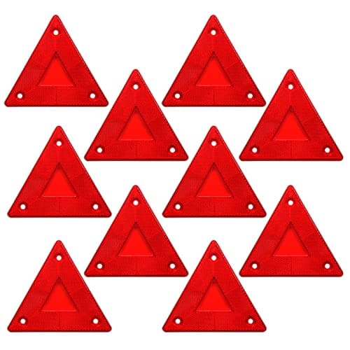 Enjoyist 10-Pack Red Safety Reflector Warning Sign, Slow Moving Vehicle Triangle Safety Sign, for Outdoor Truck, Car, Golf Cart