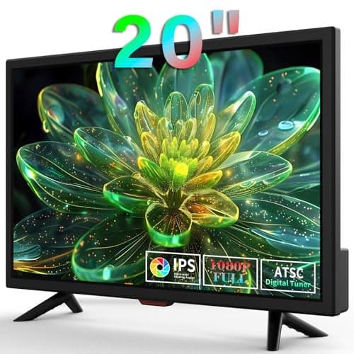Jexiop TV 20 inch,Full Viewing Angles 1080P HD,Small Kitchen Wall-Mounted Digital TV-HDMI/USB Ports-Dual Power DC-12V& AC Adapter Inputs for Your Caravan&Bedroom
