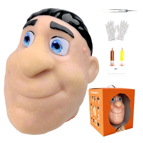 2026 Premium Pack Refillable Pimple Popping Toy Big Head Squeeze Toy for Stress Anxiety Relief Realistic Pus Burst Fidget Toy Funny Gag Gift for Adults Black Hair