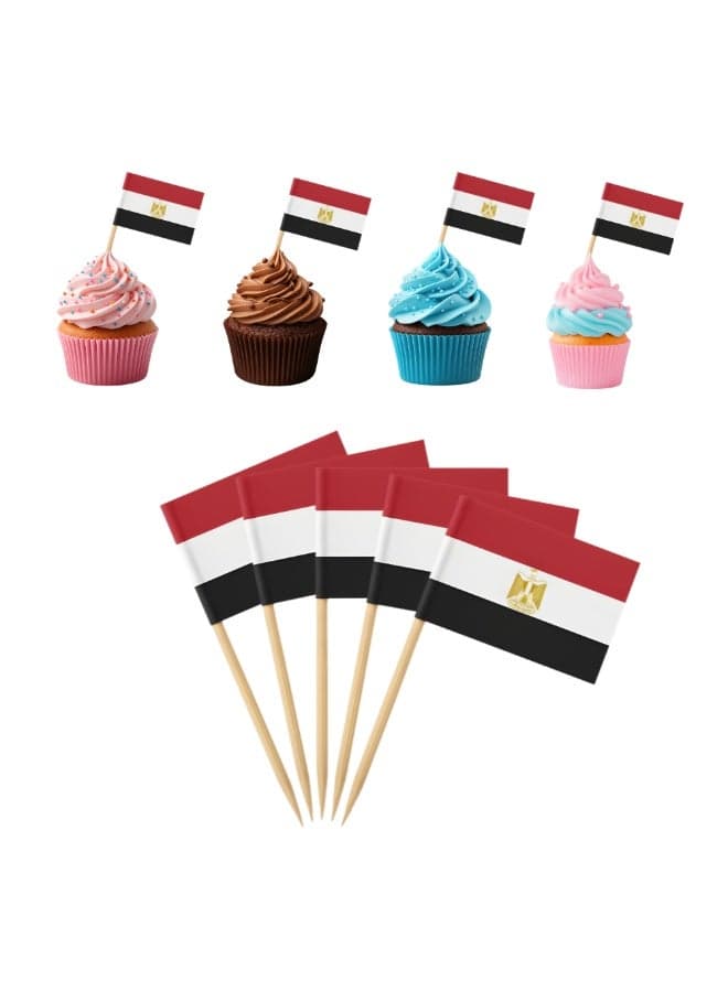 Football Cake Topper Set | 48 Country Flags | Pack of 50 Decorations (Egypt)