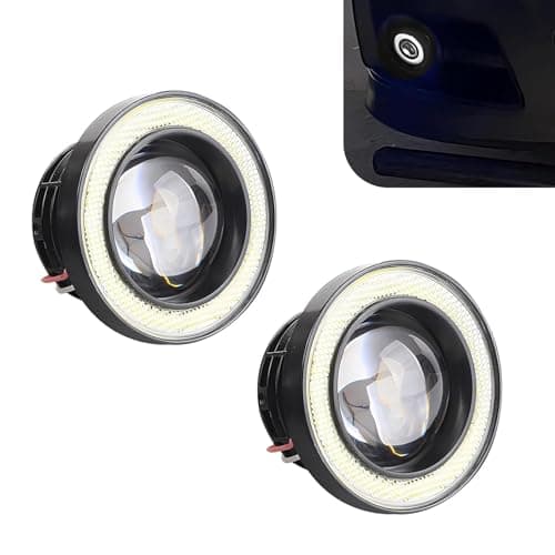 Dogary 2 PCS Car Angel Eye LED Fog Light Super Bright Len Spotlight with 3 COB Aperture Waterproof Antivibration Fish Eye Bulb Assembly Universal Modified Daytime Running Light for Cars White