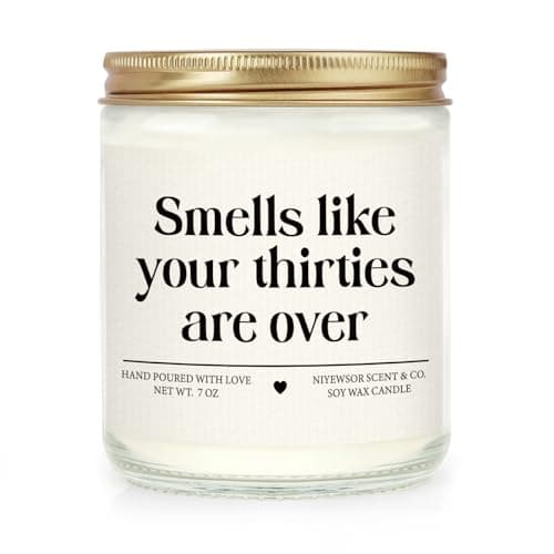Niyewsor 40th Birthday Gifts Women Men, Forty Birthday Candle, 1985 40th Birthday Decorations for Women Men, 40 Year Old Bday Gifts for Friend, Sister, Wife, Husband, Handmade, 7oz