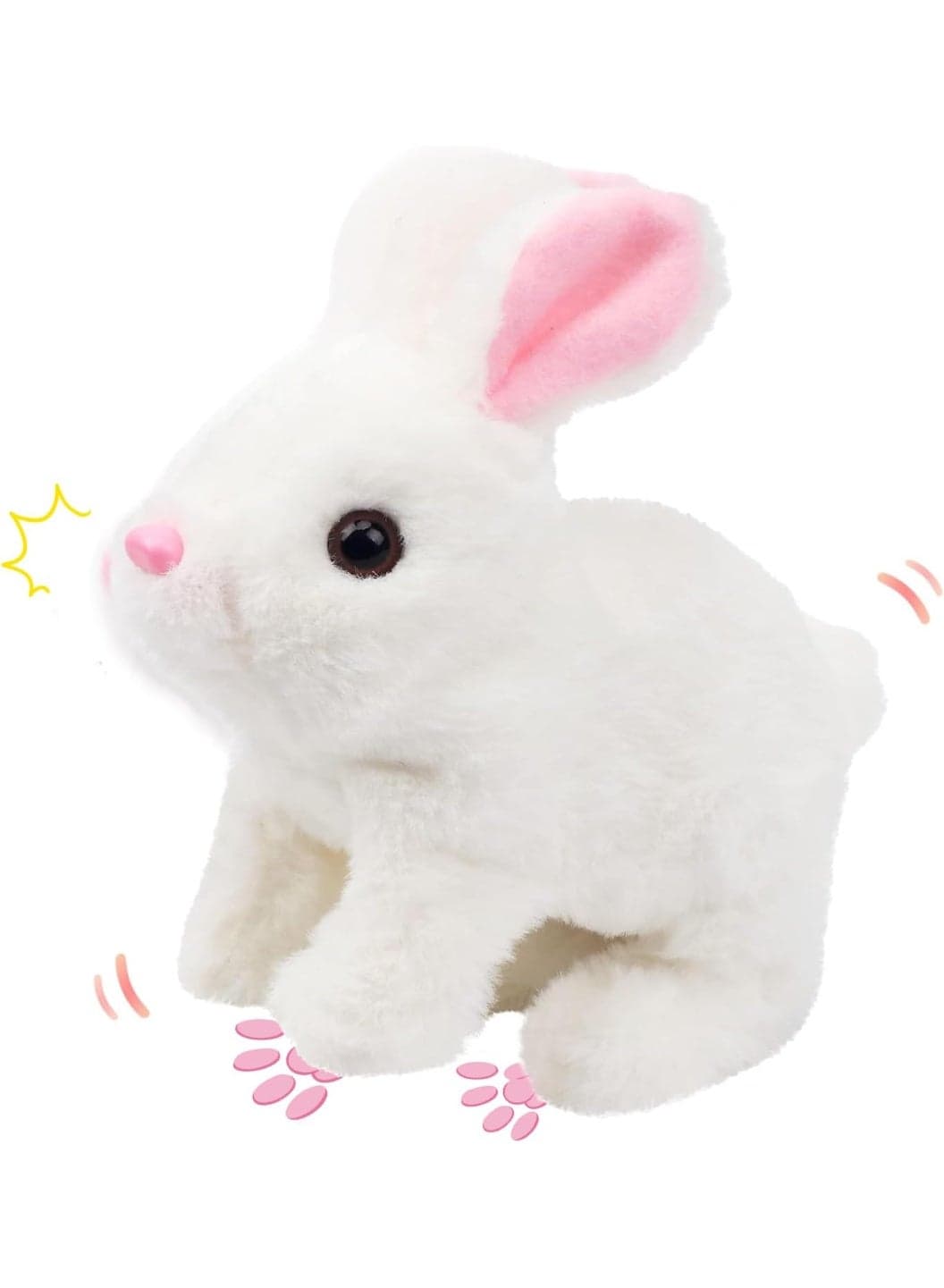 17cm Plush Interactive Hopping Rabbit – Electronic Pet Bunny Toy with Animated Walking, Wiggle Ears & Twitching Nose | Soft White Companion Animal with Sounds | Best Birthday, Easter & Eid Gift for Toddlers, Girls & Kids