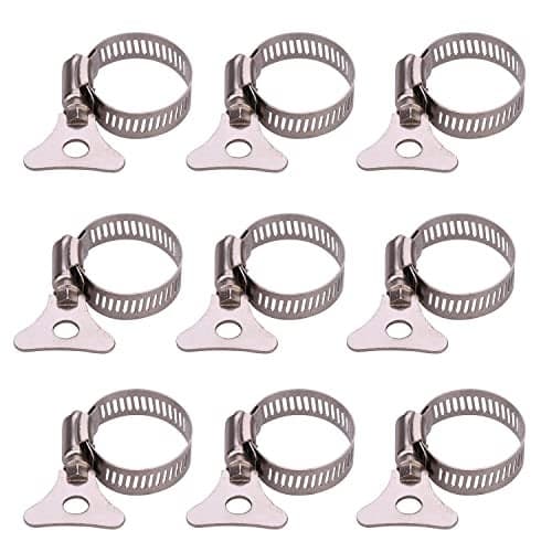 BATH GURU Butterfly Stainless Steel Hand Adjustable Worm Gear Key Type Hose Clamps Gas Water Tap Garden Pipe Clamp Clips for Plumbing Mechanical & Multi Uses (Pack of 9, 1 Inch)