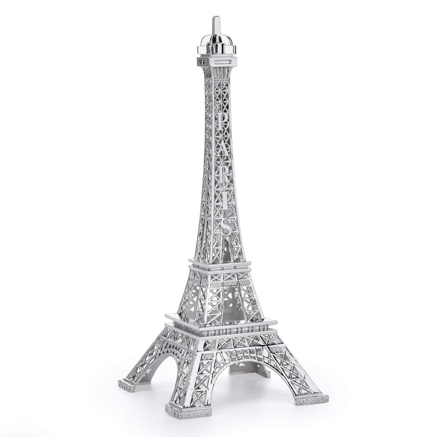 ESHATO Silver Metal Eiffel Tower Statue 7inch Decorative Figurine Replica Stand Holder for Cake Topper Table Decor Gift Party Home Decoration