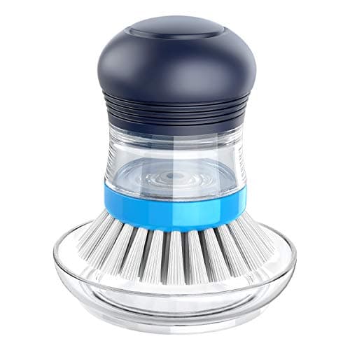 MRSIGA Soap Dispensing Palm Brush Storage Set Kitchen Brush with Holder for Pot Pan Sink Cleaning 1 Set