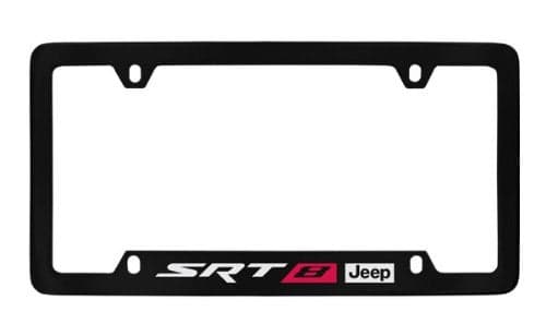Jeep Red SRT-8 Black Coated Metal Bottom Engraved License Plate Frame Holder