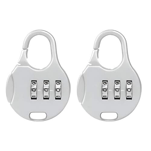Seven Moon Numeric Combination Security Padlock for Luggage, Backpacks, Suitcases, Briefcases, and Travel Accessories – Durable, Secure, and Convenient – Pack of 2 (Silver)