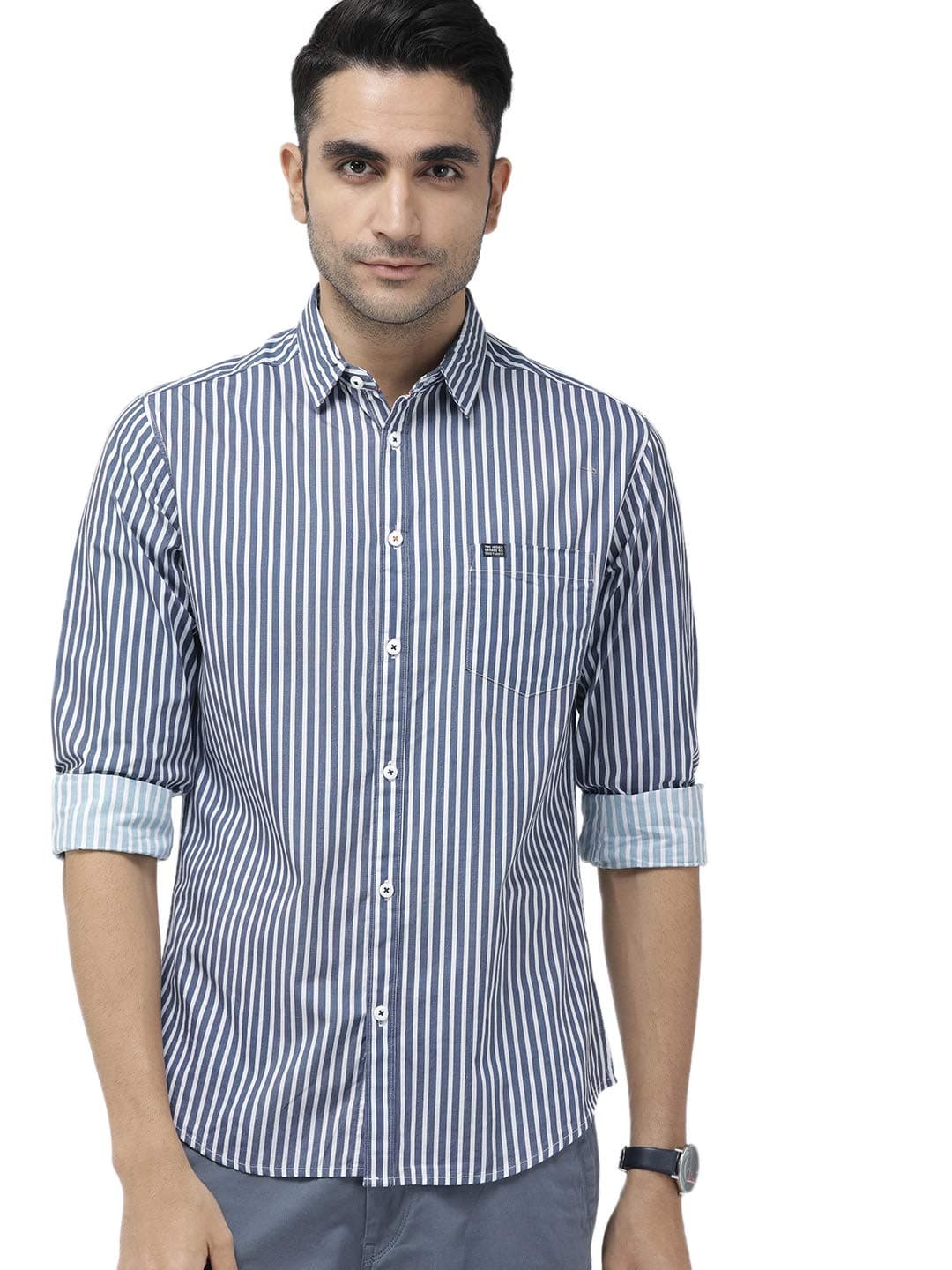 The Indian Garage Co Blue Slim Fit Printed Shirts