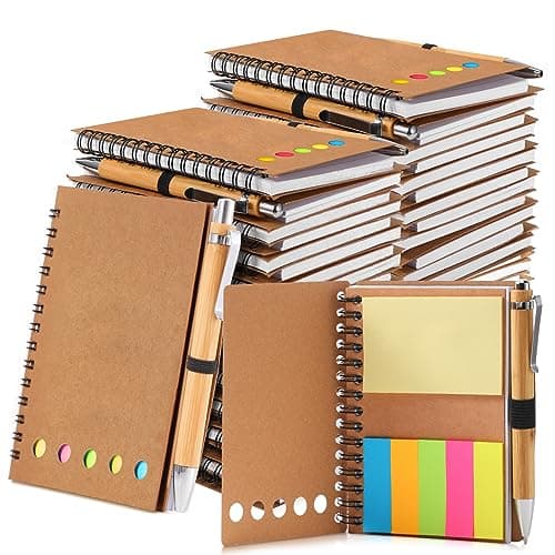 Chuangdi 50 Sets Employee Appreciation Gifts Bulk, Operation Christmas Gifts, Inspirational Kraft Spiral Notebook with Sticky Notes and Bamboo Pen, Motivational Team Supplies for, Students, Teachers
