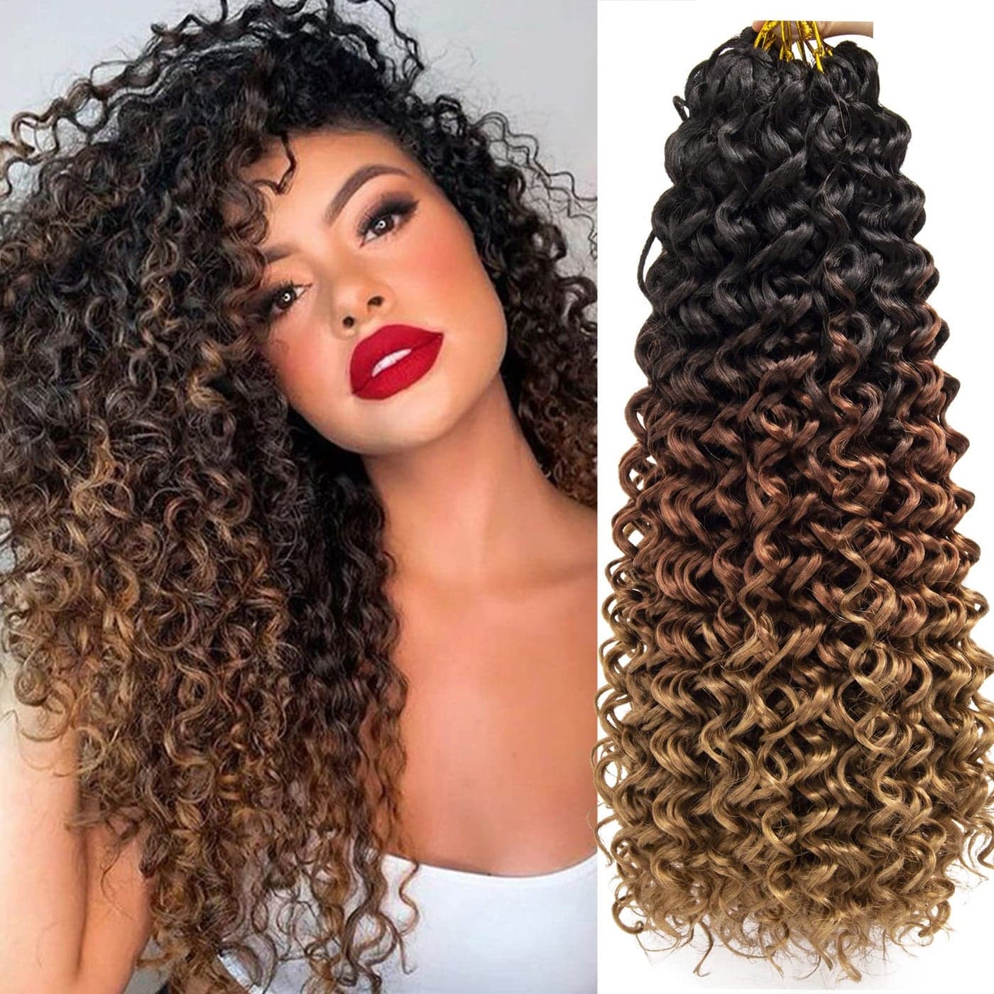 8 Packs Curly Crochet Hair GoGo Curl Crochet hair for Women Deep Wave Braiding hairSynthetic Bohemian Crochet Braid Water Wave Crochet hair Extensions18inch 1B3027