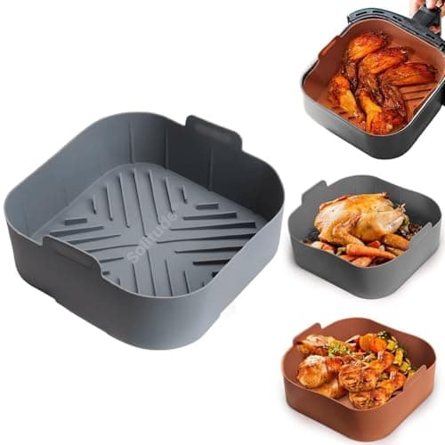 Solitude Silicone Air Fryer Liner, Reusable Food Safe Air Fryers Oven Accessories, Silicone Basket Baking Tray Pots Liners Multicolor (Square)