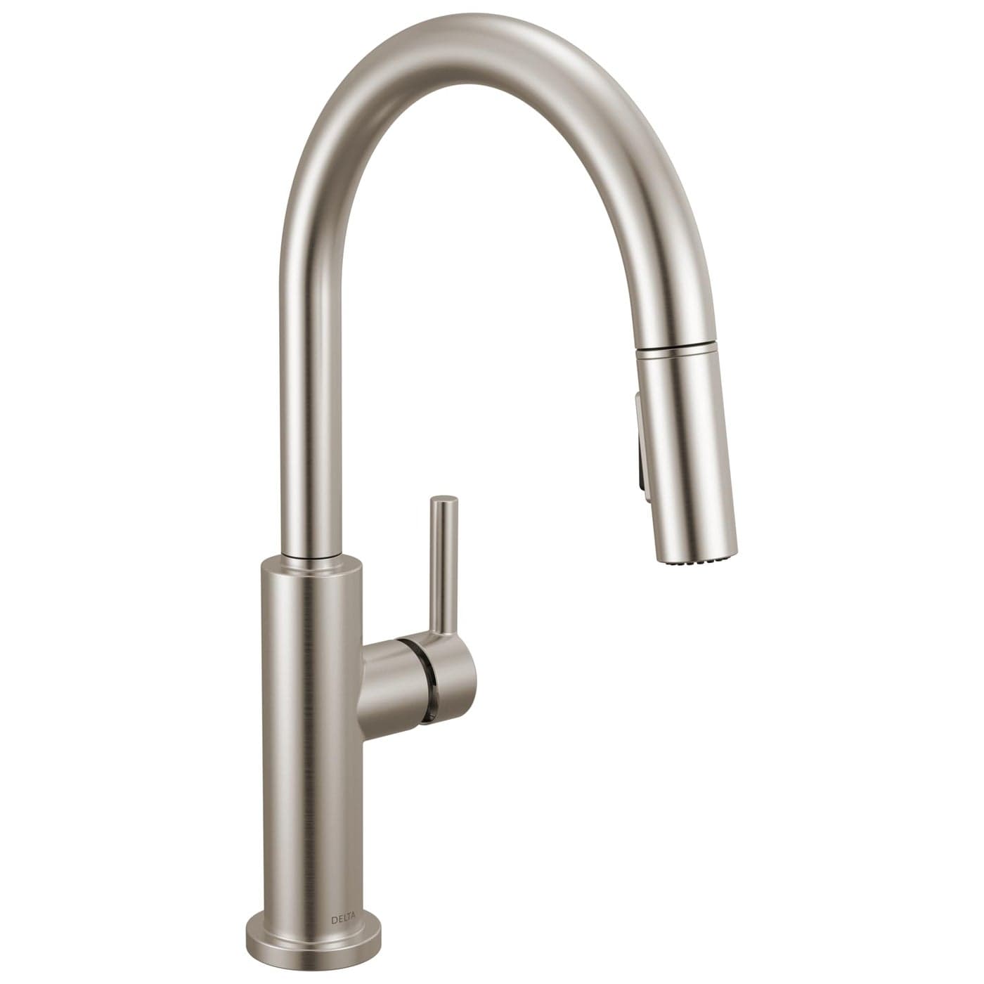 Delta Nicoli Brushed Nickel Kitchen Faucet with Pull Down Sprayer Modern Single Hole Kitchen Sink Faucet Single Handle Stainless Steel 19867LFSS