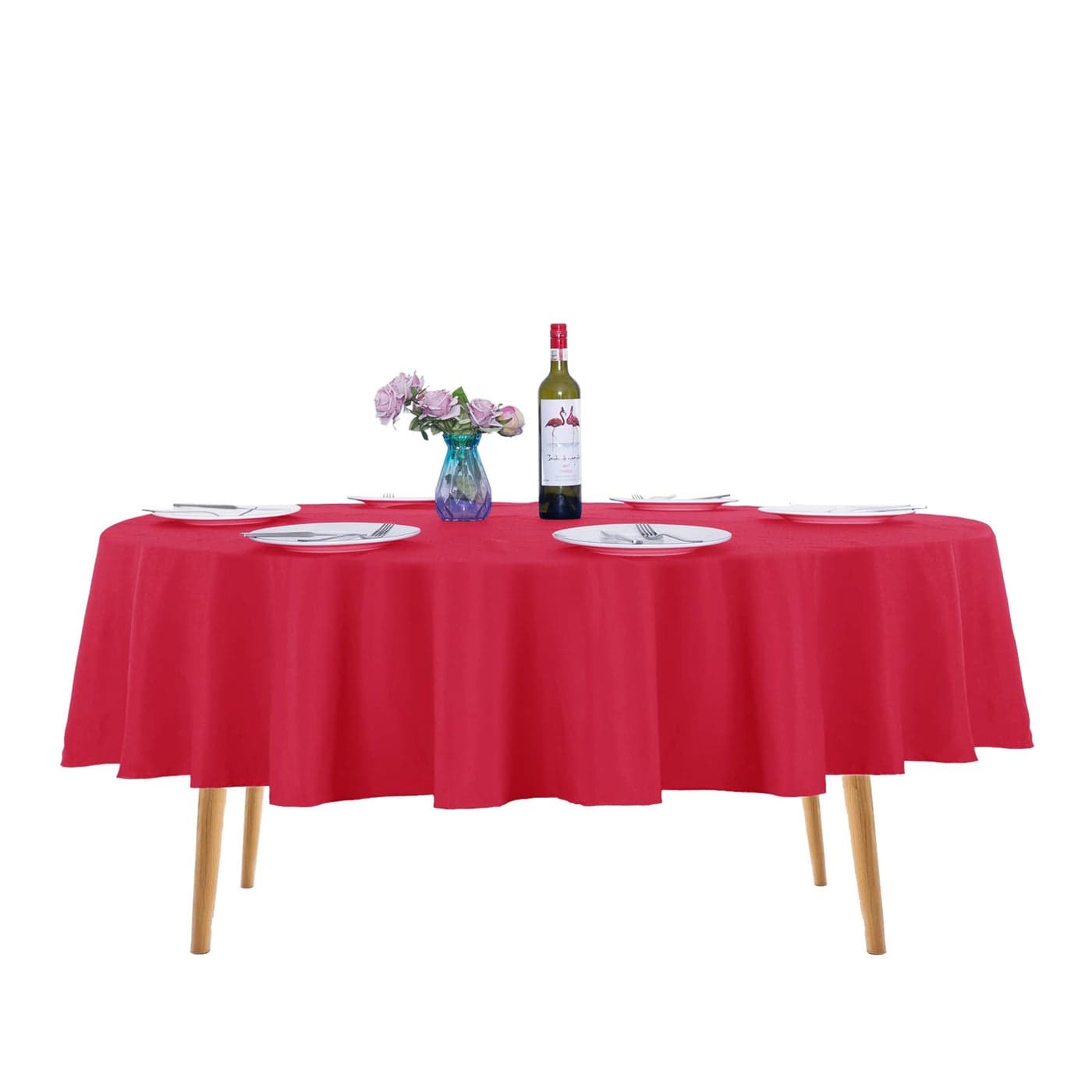 Ascoza 2pack 70 Inch Red Round Tablecloth in Washable Polyester Fabric for WeddingBanquetRestaurantParties