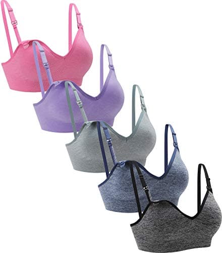 Suekaphin Nursing Bra 5pack Wireless Deep V Neck Maternity Nursing Bra Bralette Sleeping Breastfeeding with ExtendersXXLargeMelangeA