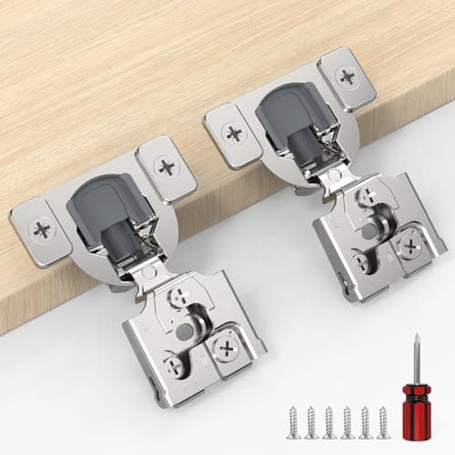 Furniware 10 Pack 5 Pairs 34 inch Overlay Soft Close Hinges for Face Frame Kitchen Cabinet Hinges Satin Nickel 3 Way Adjustability Concealed Soft Close Hinges Damper Self Closing
