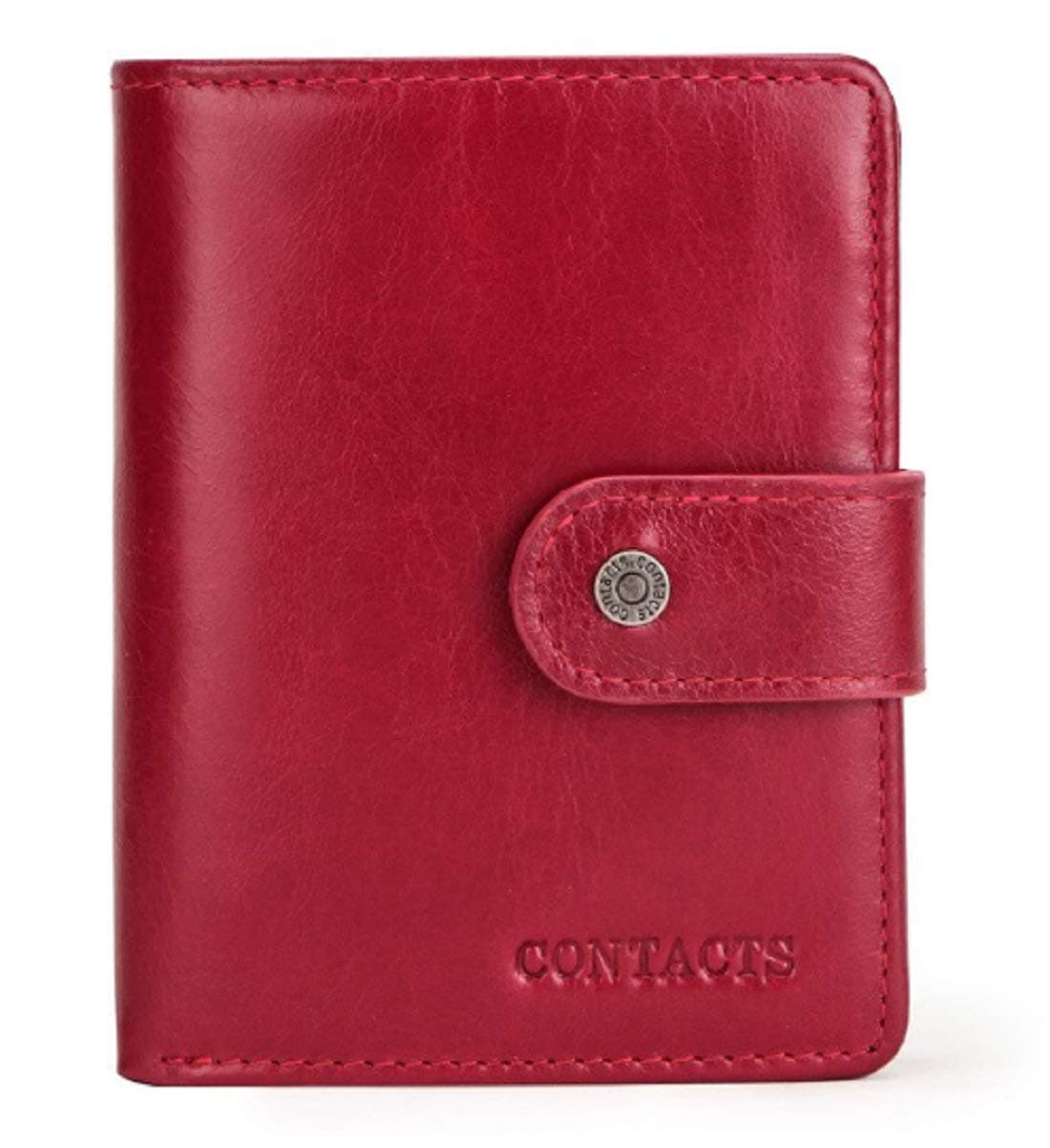 Contacts Men's Genuine Leather Wallet | RFID Blocking Wallet for Men's | 12 to 14 Card Slots Including 1 ID Window | 1 Zipper Coin Pocket, Red…