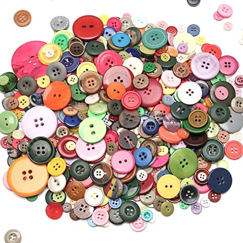About 660 Resin Buttons of Various Specifications, Handmade Buttons, Sewing DIY Handicraft Buttons, Hand-Painted Decorative Buttons Multicolor Series
