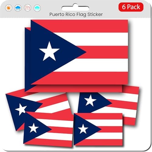 United by Color Puerto Rico Stickers 6 Pack Waterproof Durable Vinyl Featuring Puerto Rico Flag Stickers Perfect for Laptops Cars Water Bottles Truck Bubble Free
