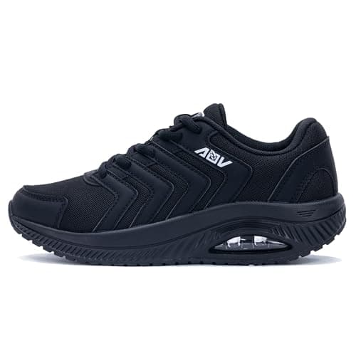 AOV Women's Walking Shoes with Arch Support Orthotic Plantar Fasciitis Tennis Sneakers Size 7.5 Black