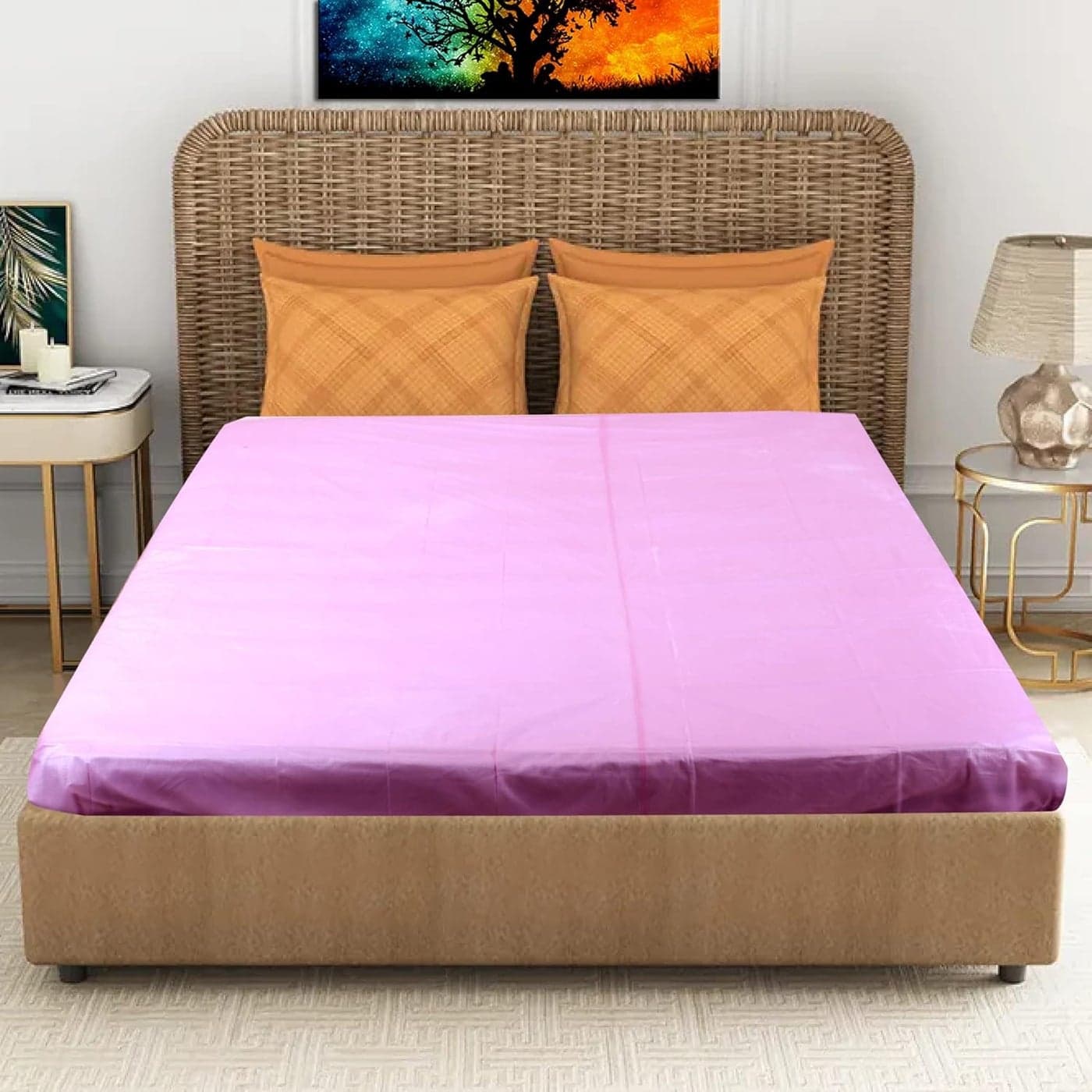 Sharma Clothing Waterproof PVC Mattress Protection Sheet for Baby and Adult Double BedPink King Size 75 x 65 feet