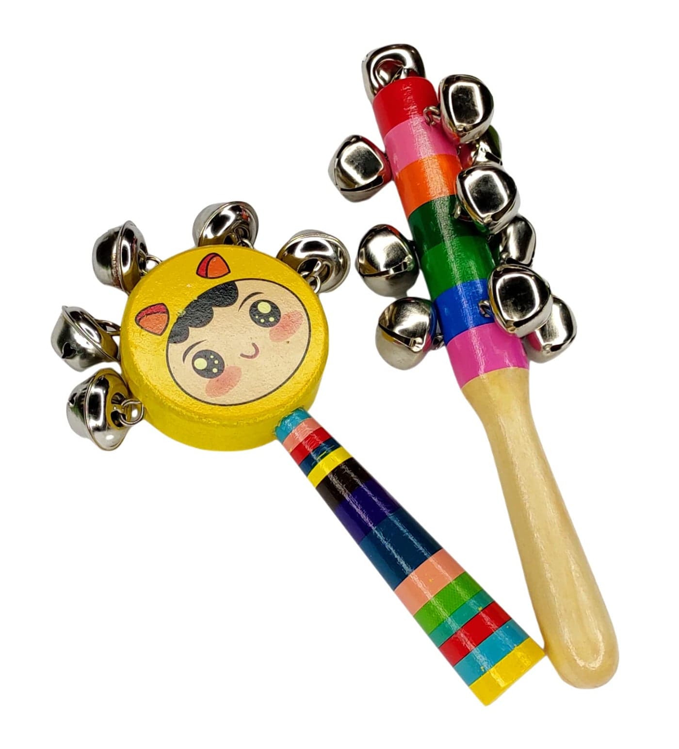 Vemlons Rattle Toys Wooden Non Toxic Colorful Rattle Toys for New Born Baby, Musical Infant Toy, Dugi Dugi Rattles JhunJhuna/Ghunguru wala jhunjhuna