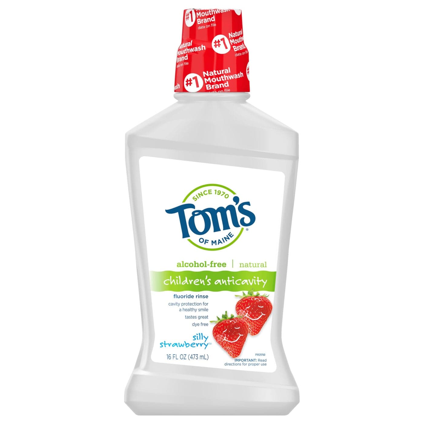 Toms of Maine Childrens Anticavity Fluoride Rinse Mouthwash Silly Strawberry 16 oz 3Pack