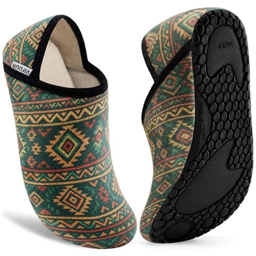 VIFUUR House Slippers for Women Men Slip on Indoor Barefoot Slipper Socks Fuzzy Cozy Sock Shoes for Home Bedroom Travel Bohemian,38/39