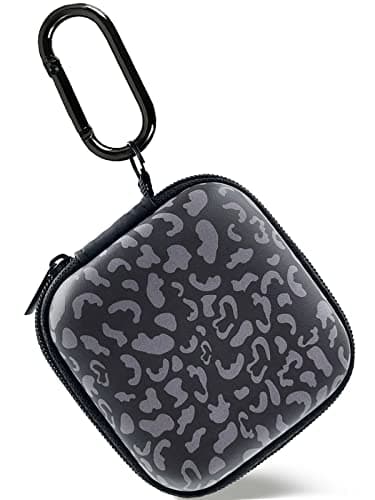 Earbud Case Headphone Organizer Ear Bud Case Portable EVA Carrying Box Storage Bag with Carabiner for AirPods Beats Bose Galaxy Buds 4/3/FE Data Cable Storage (Grey Cheetah)