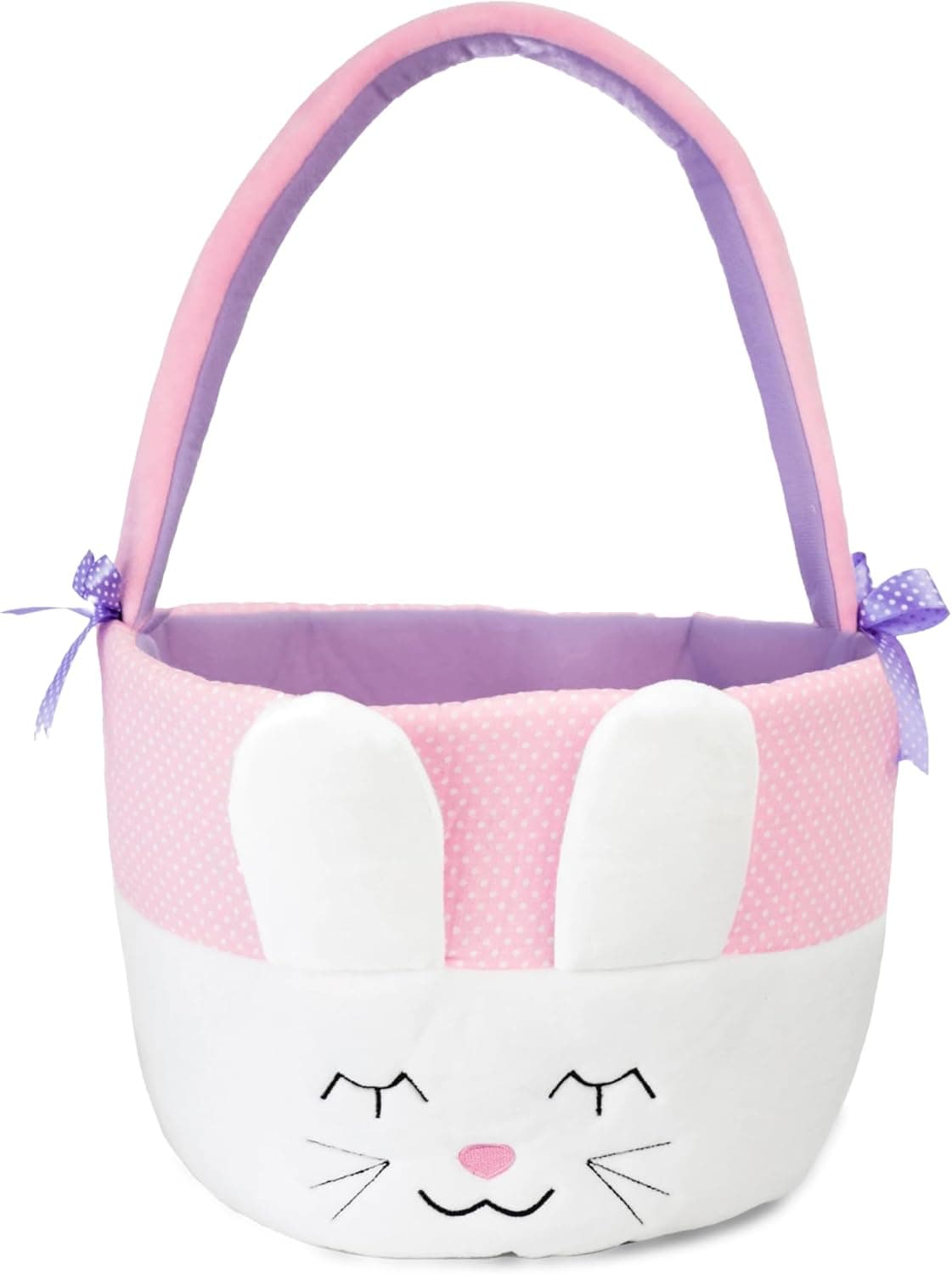 Bunny Easter Basket with Handle Ideal for Babys 1st Easter Toddlers Boys and Girls of All Ages Perfect for Gifts and Treats