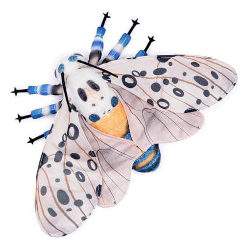 FRANKIEZHOU Simulation Leopard Moth Stuffed Animal White 98 InchSoft Leopard Moth Plush ToyMoth Toy for Kids Home Decor Cuddle Toy