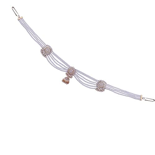I Jewels 18K Gold Plated Traditional Ethnic Floral Design Kundan And Stone Studded Adjustable Pearl Kamarband/Belly Chain/Kandora/Wait Belt For Women (B039W)