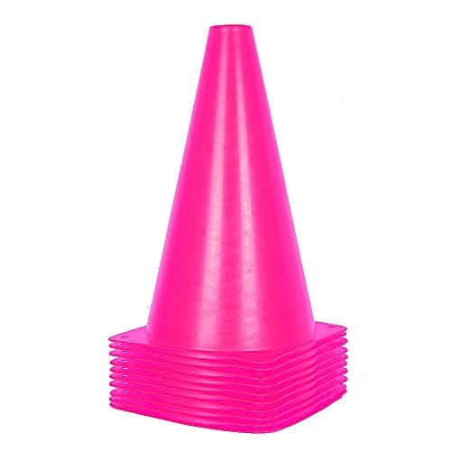 Alyoen 9 inch Traffic Cones, Plastic Sport Cones, Pink Soccer Training Cones for Outdoor Activity & Festive Events (Sets of 10/15/ 20)