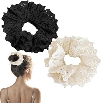 Large Lace Scrunchie2 Pcs Oversized ScrunchieLarge WhiteLace ScrunchieBig ScrunchieLarge Hair Scrunchies Accessories for Ladies GirlsGiant ScrunchieThick Hair Bulk Scrunchies Accessories