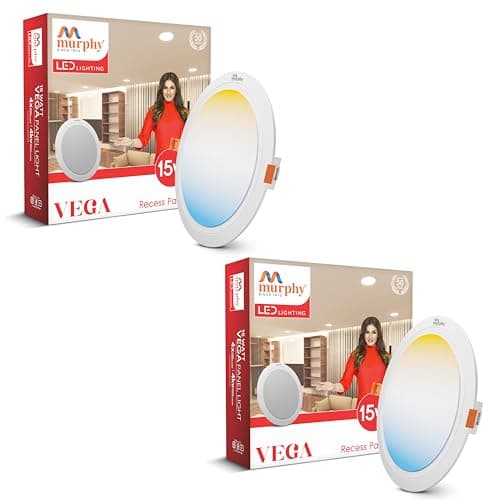 Murphy Polycarbonate Vega 15Watts Round Led Panel Ceiling Color Changing 3-In-1 Light (Cool White/Warm White/Natural White) - Pack Of 2(Others)