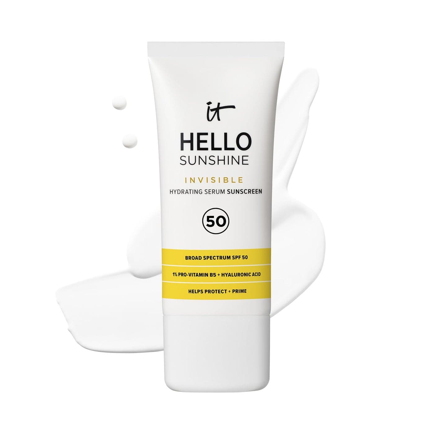 IT Cosmetics Hello Sunshine Invisible Sunscreen for Face SPF 50 Sunscreen Hydrating Serum Makeup Primer 1 ProVitamin B5 Hyaluronic Acid HSAFSA Eligible No White Cast 169 fl oz