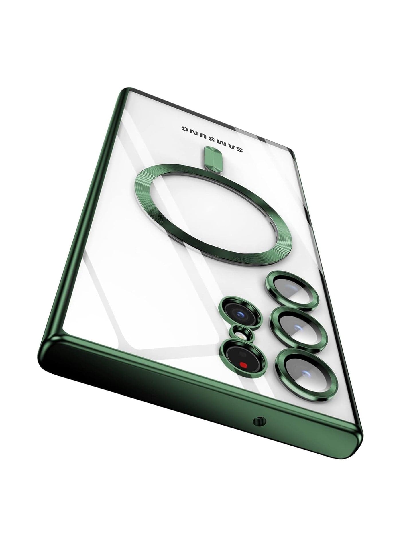 for Samsung Galaxy S24 Ultra Case Magnetic Clear with Camera Lens Protector Full Protection MagSafe Electroplated Silicone Slim Fit Shockproof Protective Case Cover - Green
