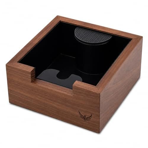 KNODOS Wooden Espresso Knock Box Walnut Dump Bin for Coffee Grounds Disposal Durable ShockAbsorbent Espresso Machine Accessories Easy to Clean Tamper Station