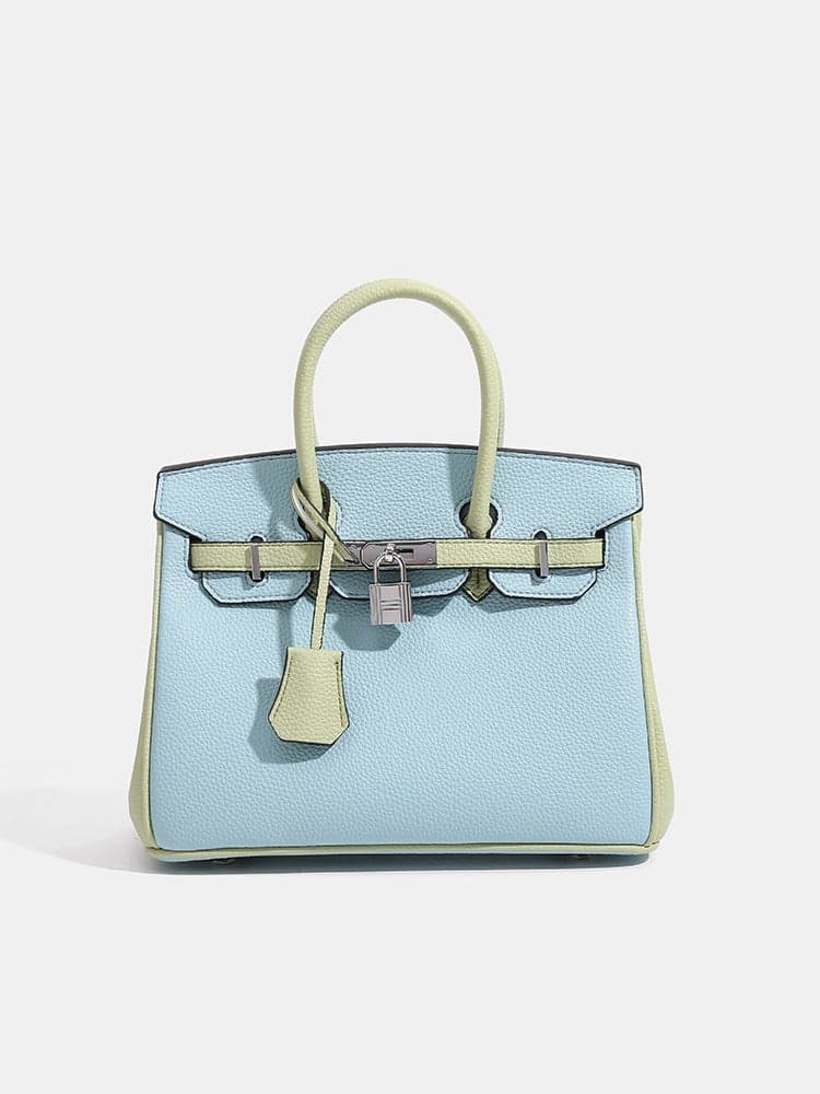 Fashion Litchi Pattern Classic Colorblock Platinum Bag Women'S Bag Large Capacity Shoulder Crossbody Handbag