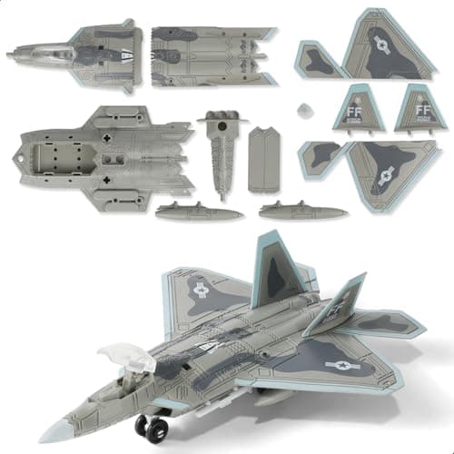 SEBUNAS 1100 Scale F22 Raptor Fighter Jet Quick Build Model Kit Plastic Millitary F22 Toy Airplane Assembly Aircraft Model with Stand Gift for Kids 22PCS