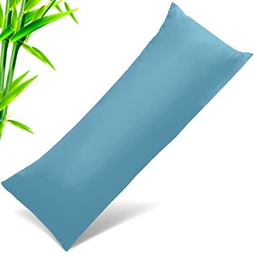 Body Cooling Pillow Cases Cover, Bamboo Rayon Body Pillowcases with Zipper Closure, Cool and Breathable Pillow Case for Hot Sleepers and Night Sweats, 20x54 inches, Blue