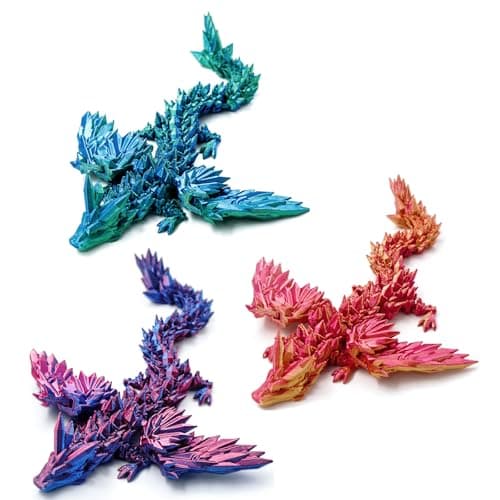 Dxldfks 3 PCS 3D Printed Dragon with Wings 3D Dragon 9 Articulated Winged Dragon for Home Office Decor Executive Desk Toys