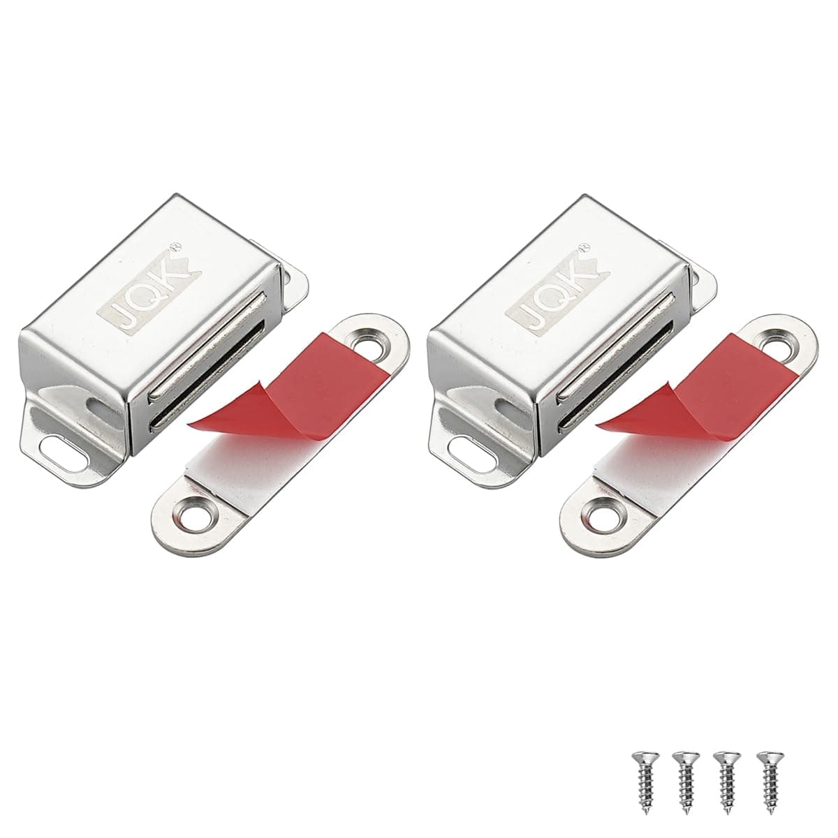 JQK Magnetic Door Catch Heavy Duty Magnet Latch Cabinet Catches for Cabinets Shutter Closet Furniture Door Stainless Steel 30 lbs Silver 2 Pack CC101P2