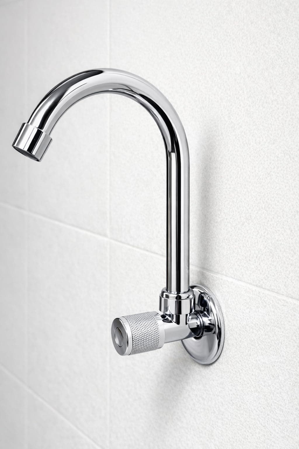 BATH GURU (swis'x) Swan Neck Sink Cock Tap for Kitchen | Wall Mounted Chrome Finish Faucet | Zinc Body with Plastic Handle | Kitchen Sink Tap (½ Inch) | Lightweight Sink Faucet