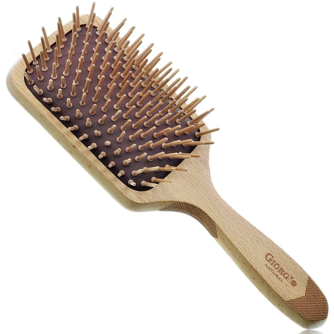 Giorgio Eco Friendly Wooden Bristle Hairbrush Large Detangling Brush and Hair Growth Brush for Thick or Long Hair Paddle Hair Brush Made with Anti Static Beechwood Silicone Massage Cushion