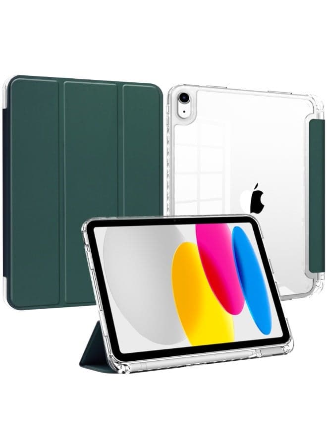 Case for iPad (A16) 11th/10th Generation (2025/2022) with Pencil Holder, Clear Transparent Back Shell Slim Stand Shockproof Tablet Cover, Auto Wake/Sleep