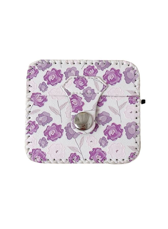 Case Cover For AirPods 1/2 PU Leather Wireless Earphone Case Purple Flowers