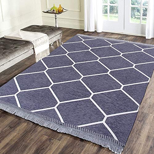 Sparrow World Premium Chenille Yarn Living Room Carpet (Grey, 5X7 Feet)