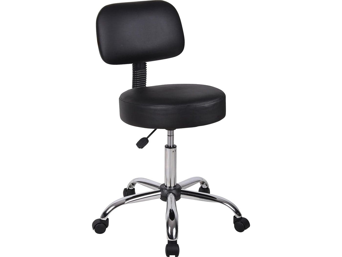 Boss Office Products Be Well Medical Spa Stool with Back in Vinyl Black