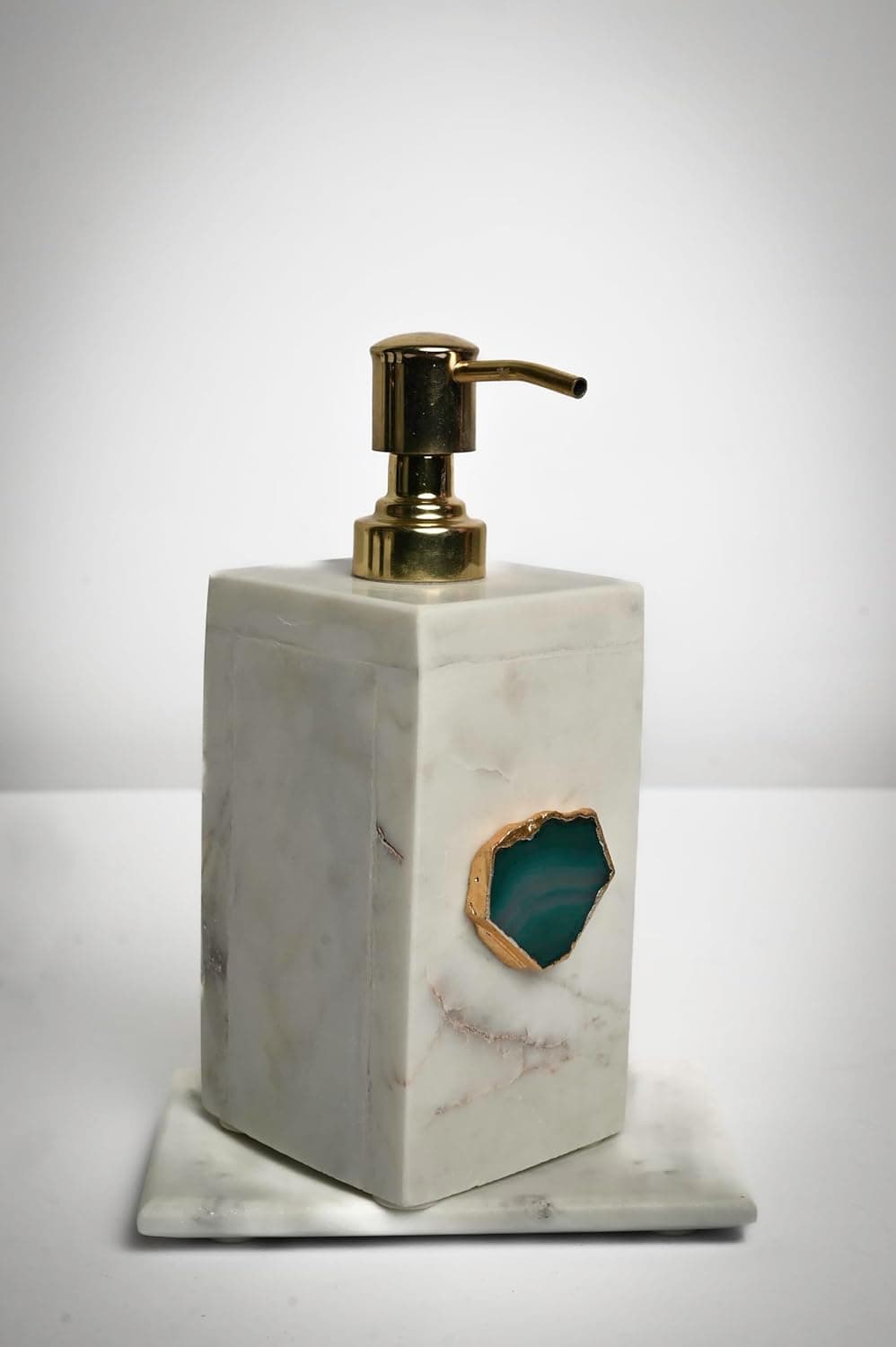 HOMEARTE INDIA Agate Marble Soap Dispenser for Bathroom Liquid Dispenser Bottle for Kitchen Shampoo Dispenser for WashBasin and Bathroom Bathroom Accessories Turquoise